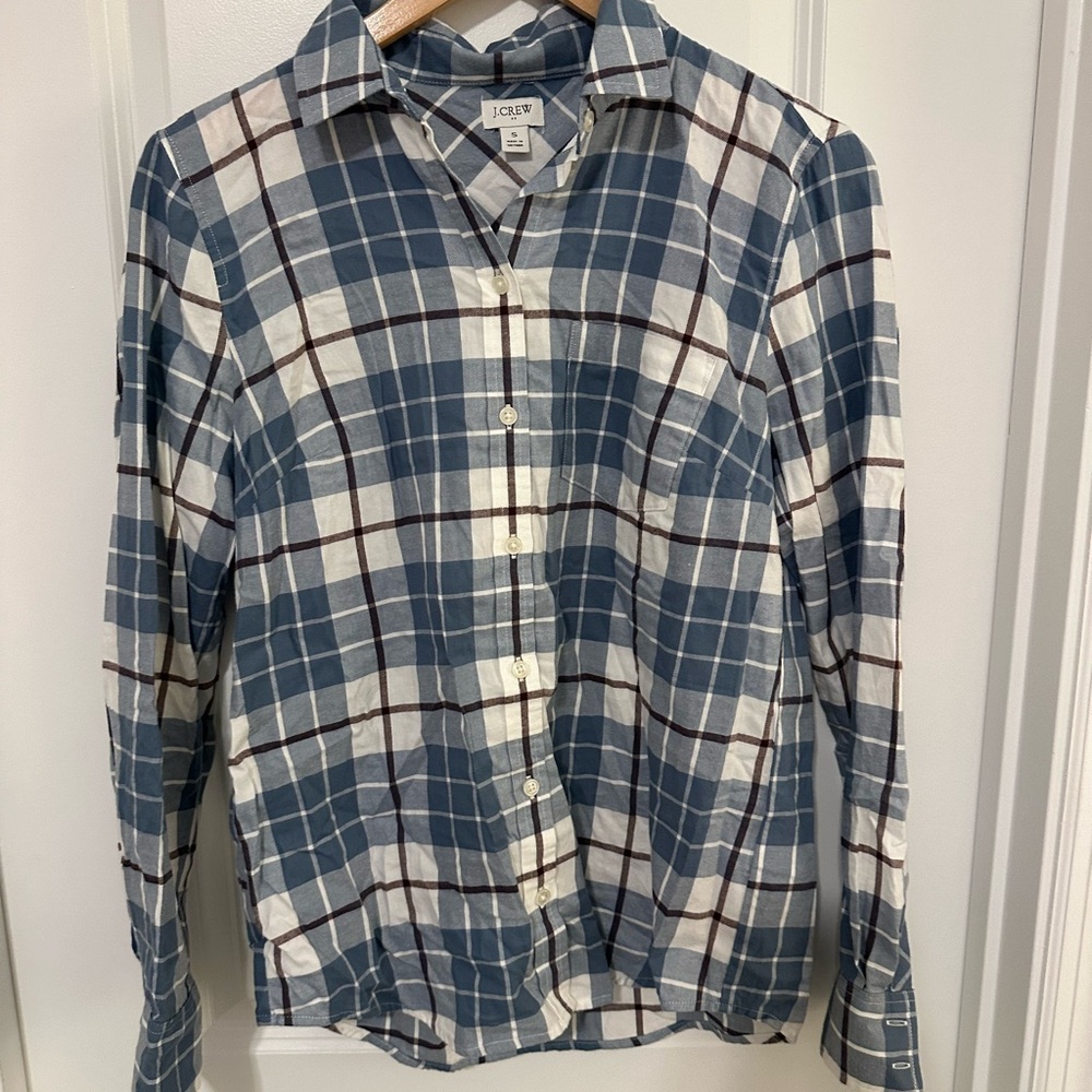 J. Crew Blue and Red Button Down Shirt